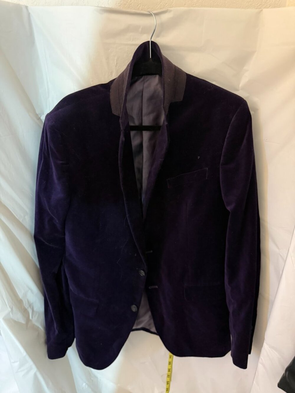 J. Ferrar Mens 42L Slim Fit Purple Velvet Blazer Suit Jacket